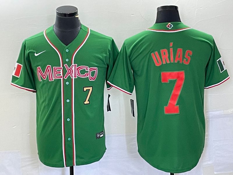 Men 2023 World Cub Mexico #7 Urias Green orange Nike MLB Jersey->more jerseys->MLB Jersey